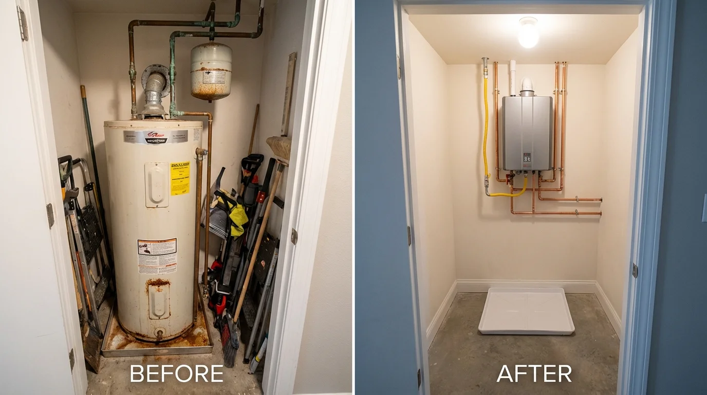Tank water heater versus wall-mounted tankless unit comparison for Minnetonka, MN homeowners